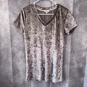 Y2K POL Womens Medium Mauve Crushed Velvet Grunge Boho T-Shirt